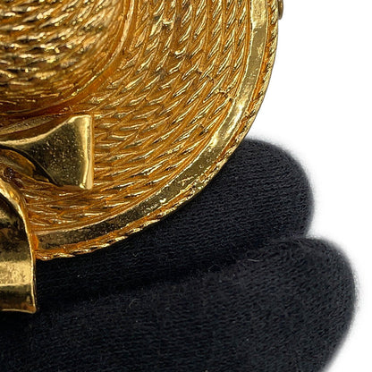 CHANEL Straw Hat Motif Brooch Metal
