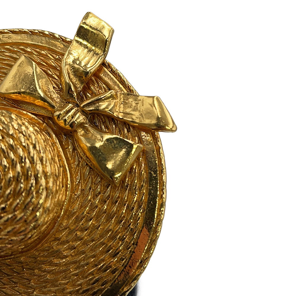 CHANEL Straw Hat Motif Brooch Metal