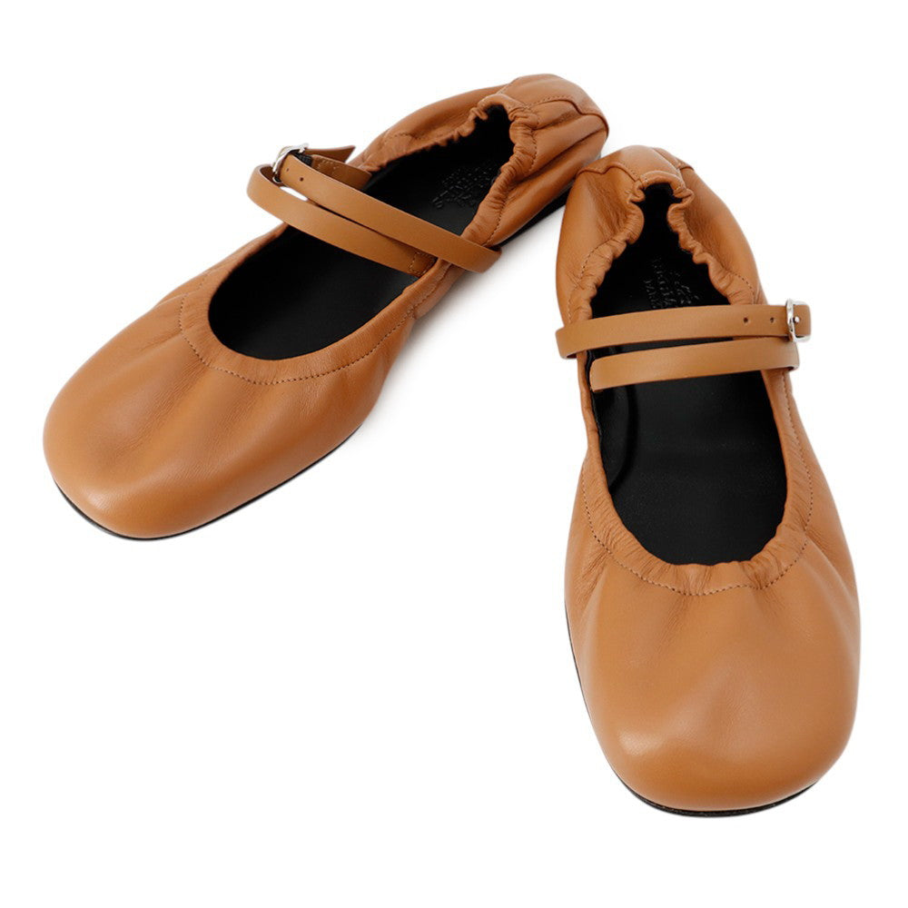 HERMES Ballet Flats Jolie Gold Nappa Calf Leather Size 36