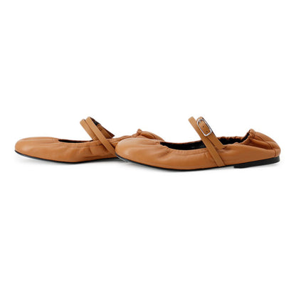 HERMES Ballet Flats Jolie Gold Nappa Calf Leather Size 36