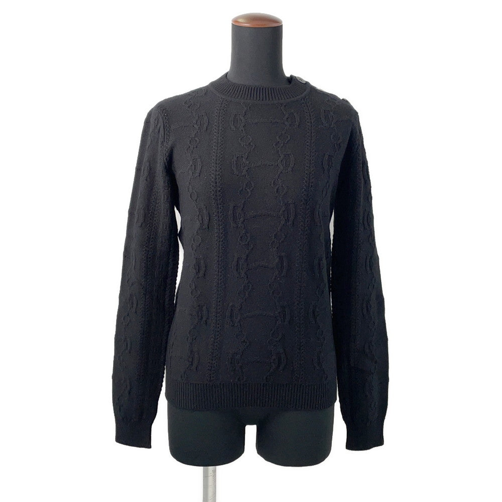 HERMES Knit Chaine d'AncrePattern long sleeve Size 36 Black2H2644D6 Wool 80% Cashmere20%