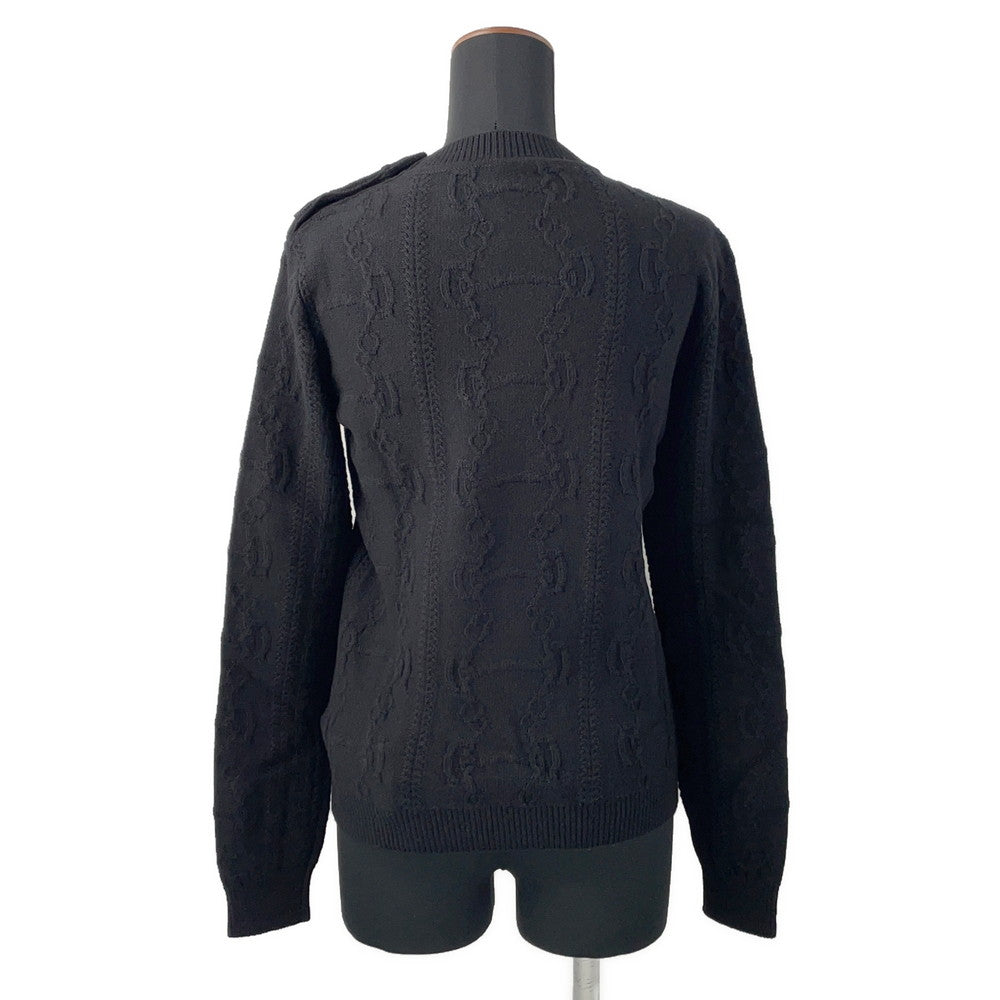 HERMES Knit Chaine d'AncrePattern long sleeve Size 36 Black2H2644D6 Wool 80% Cashmere20%
