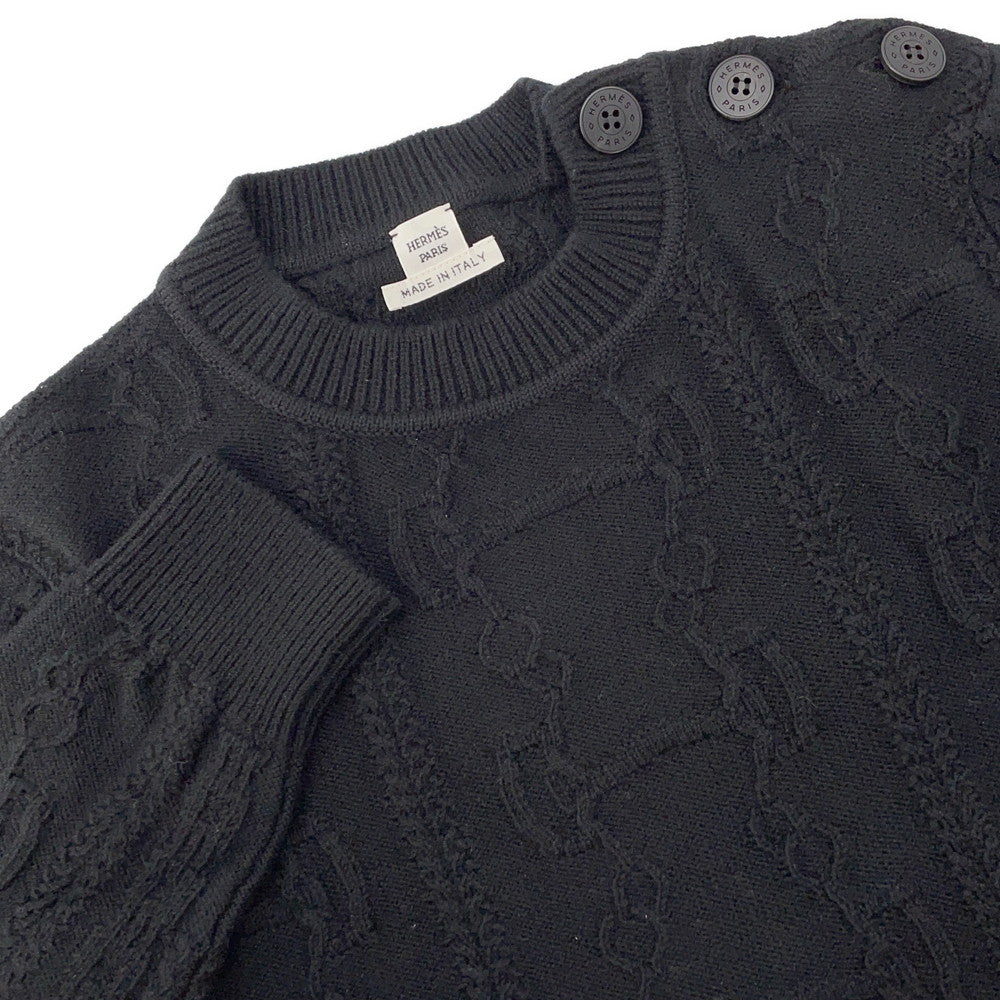 HERMES Knit Chaine d'AncrePattern long sleeve Size 36 Black2H2644D6 Wool 80% Cashmere20%