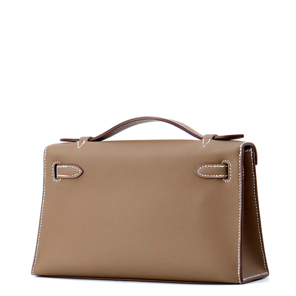 HERMES PochetteKelly Etoupe Swift Leather