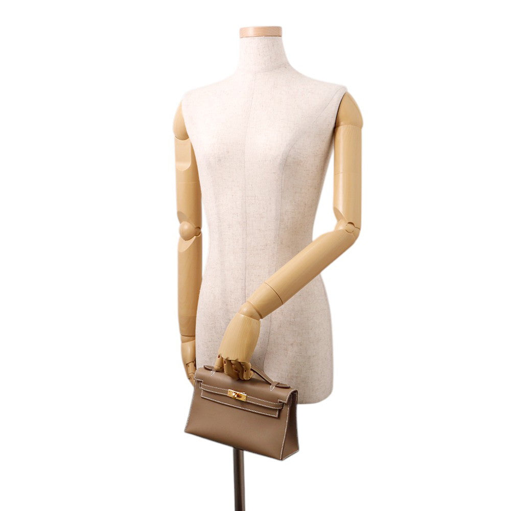 HERMES PochetteKelly Etoupe Swift Leather