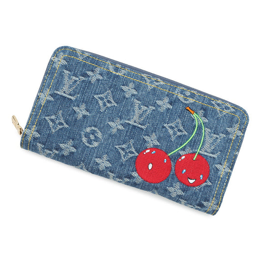 LOUIS VUITTON LV × TM Zippy Wallet BlueM23161 Monogram Cherry Denim