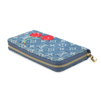 LOUIS VUITTON LV × TM Zippy Wallet BlueM23161 Monogram Cherry Denim