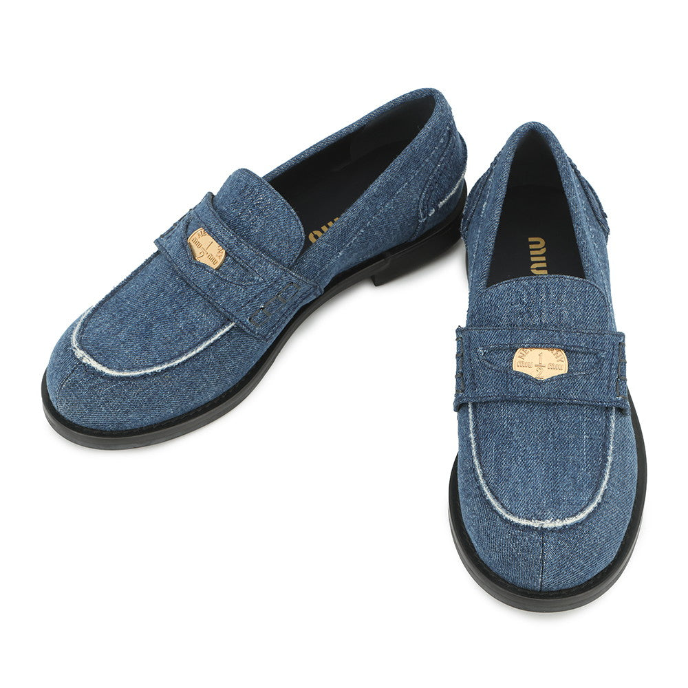 MIUMIU Coin loafers IndigoBlue5D061E Denim Size 36