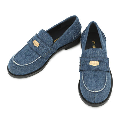 MIUMIU Coin loafers IndigoBlue5D061E Denim Size 36