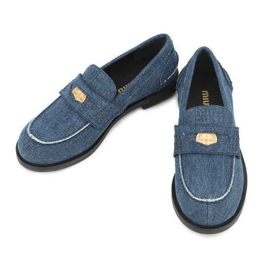 MIUMIU Coin loafers IndigoBlue5D061E Denim Size 36