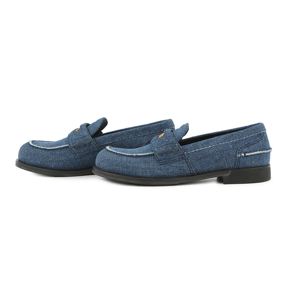 MIUMIU Coin loafers IndigoBlue5D061E Denim Size 36