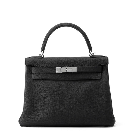 HERMES Kelly Retourne Black Togo Leather Size 28
