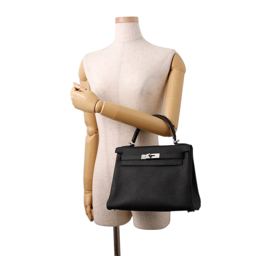 HERMES Kelly Retourne Black Togo Leather Size 28