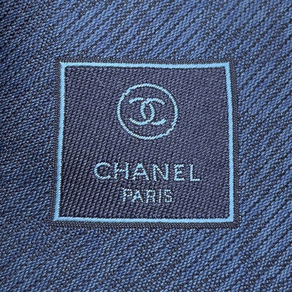 CHANEL CC Logo tie Navy Silk100%