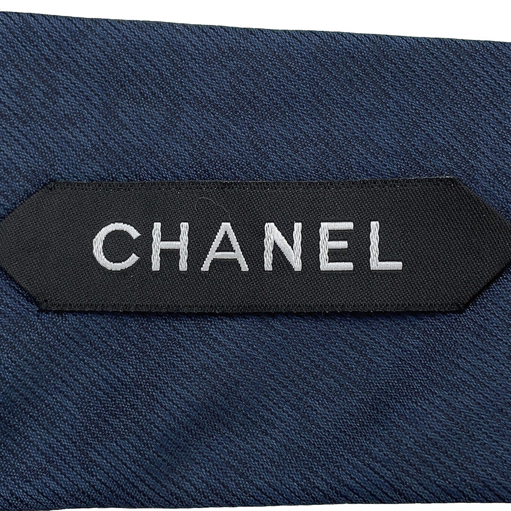 CHANEL CC Logo tie Navy Silk100%