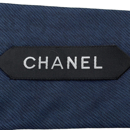CHANEL CC Logo tie Navy Silk100%