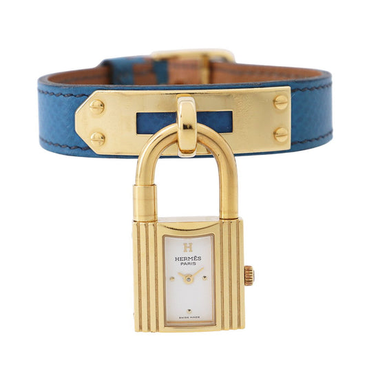 HERMES Kelly watch W20mm Gold Plated Leather Epsom White DialKE1.210