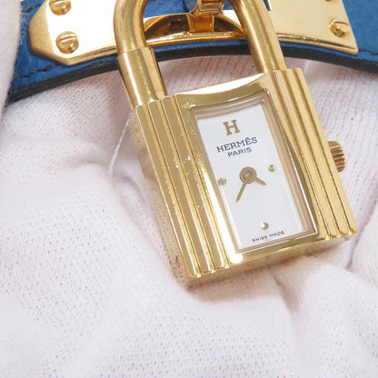HERMES Kelly watch W20mm Gold Plated Leather Epsom White DialKE1.210