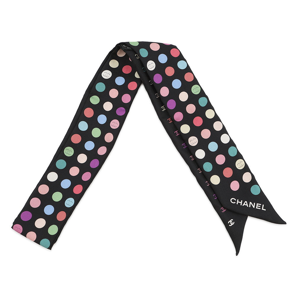 CHANEL All-over CC Logo Scarf Black/Multicolor Silk100%