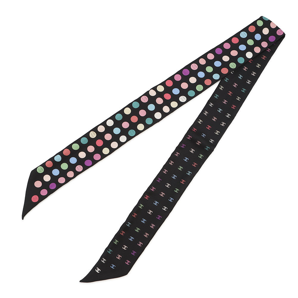CHANEL All-over CC Logo Scarf Black/Multicolor Silk100%