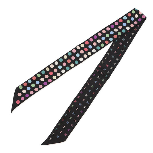 CHANEL All-over CC Logo Scarf Black/Multicolor Silk100%