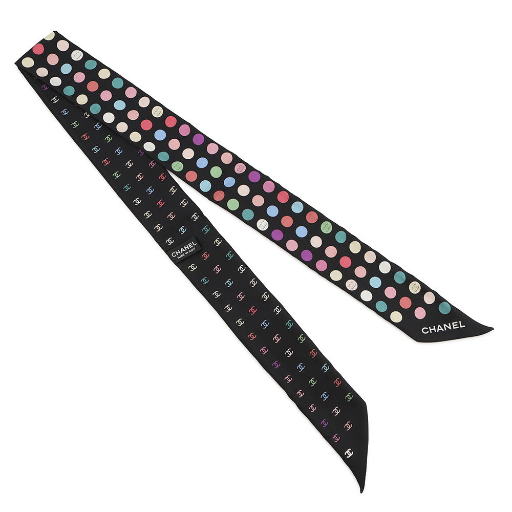 CHANEL All-over CC Logo Scarf Black/Multicolor Silk100%