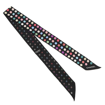 CHANEL All-over CC Logo Scarf Black/Multicolor Silk100%
