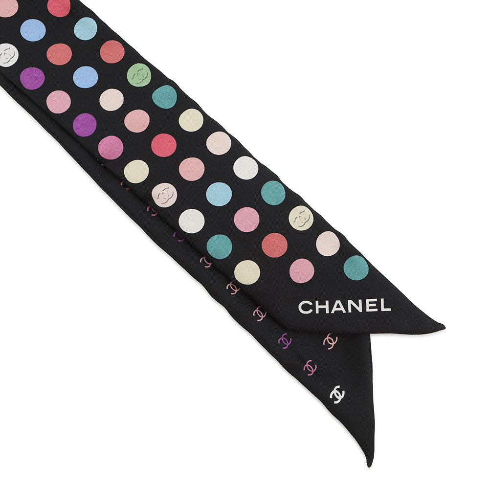 CHANEL All-over CC Logo Scarf Black/Multicolor Silk100%