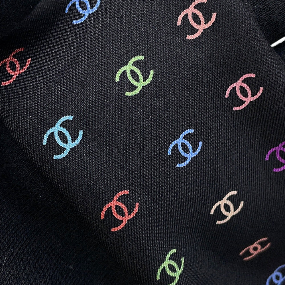 CHANEL All-over CC Logo Scarf Black/Multicolor Silk100%