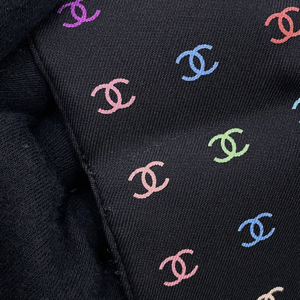 CHANEL All-over CC Logo Scarf Black/Multicolor Silk100%