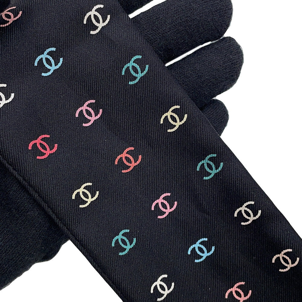 CHANEL All-over CC Logo Scarf Black/Multicolor Silk100%