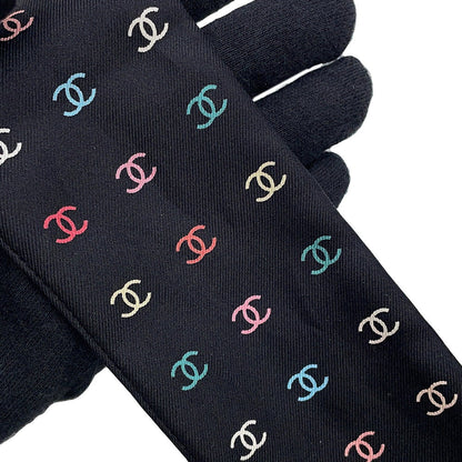 CHANEL All-over CC Logo Scarf Black/Multicolor Silk100%