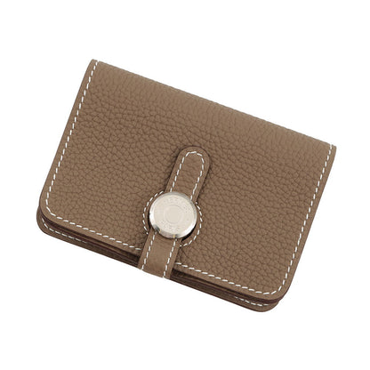 HERMES Dogon Card Case Etoupe Taurillon Clemence