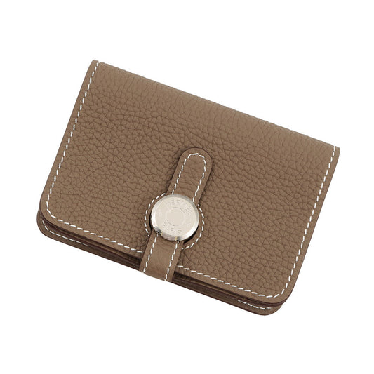 HERMES Dogon Card Case Etoupe Taurillon Clemence