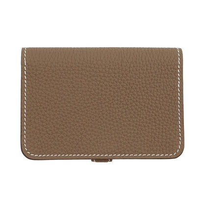 HERMES Dogon Card Case Etoupe Taurillon Clemence
