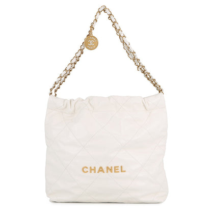 CHANEL CHANEL22 Handbag WhiteAS3260 Shiny Calf Leather Size Small