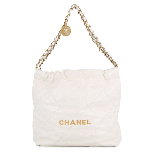 CHANEL CHANEL22 Handbag WhiteAS3260 Shiny Calf Leather Size Small