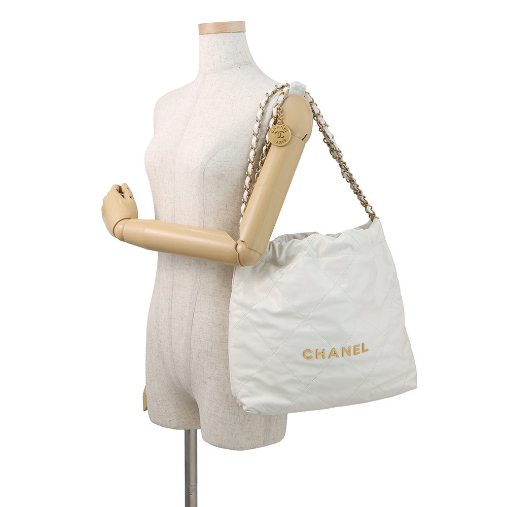 CHANEL CHANEL22 Handbag WhiteAS3260 Shiny Calf Leather Size Small