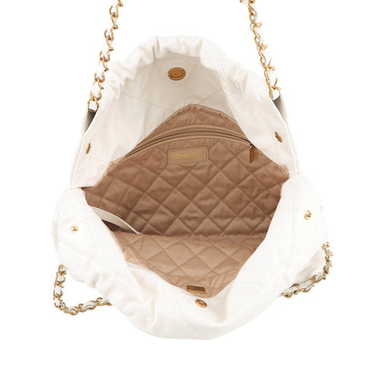 CHANEL CHANEL22 Handbag WhiteAS3260 Shiny Calf Leather Size Small