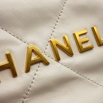 CHANEL CHANEL22 Handbag WhiteAS3260 Shiny Calf Leather Size Small