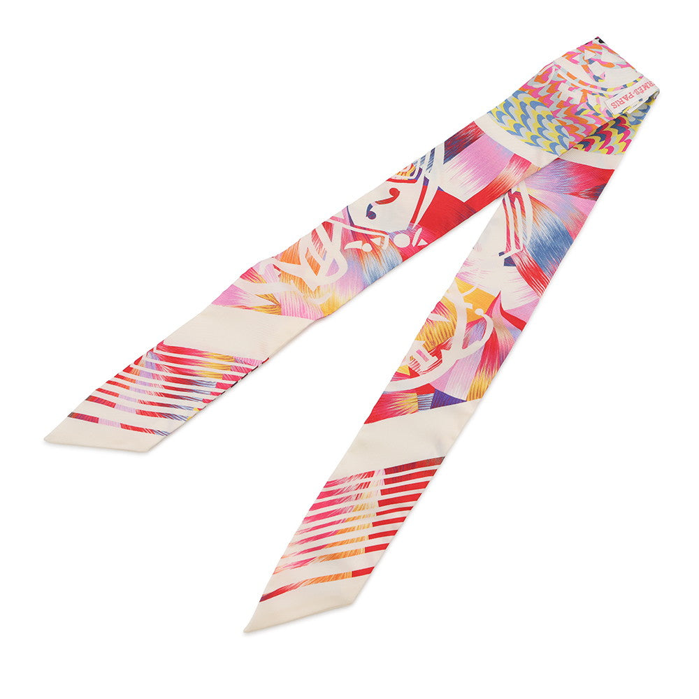 HERMES Twilly MarbleSilk EX-LIBRIS Kyoto Marble Pink/White/Blue Silk100%