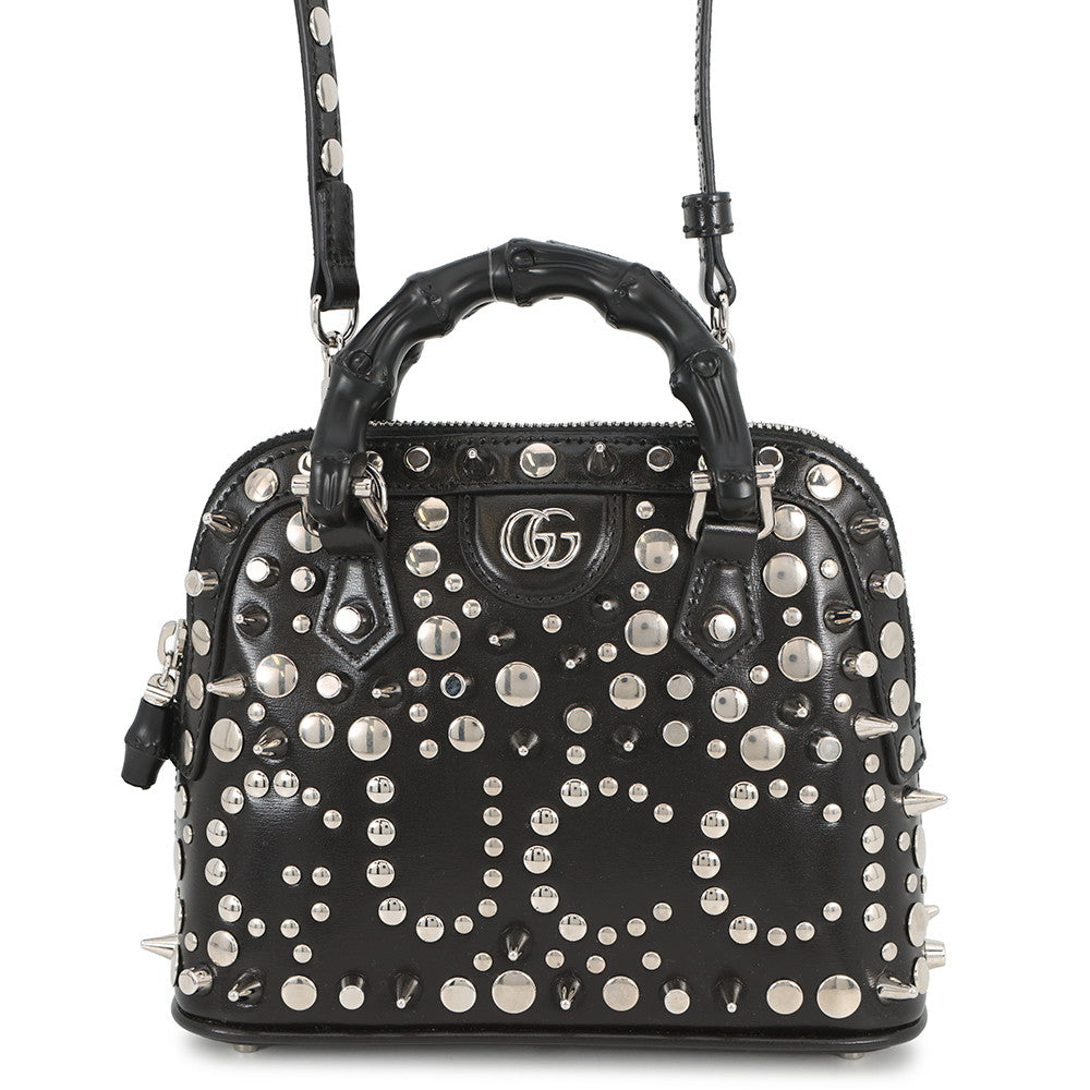 GUCCI Diana Bamboo Black715775 Leather Metal
