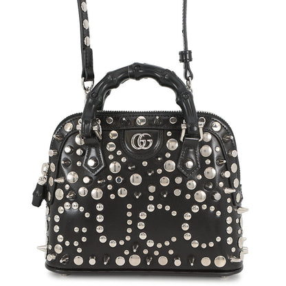 GUCCI Diana Bamboo Black715775 Leather Metal