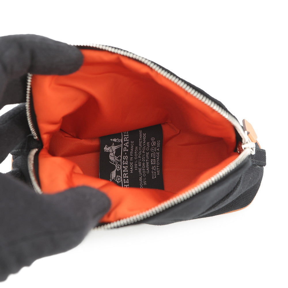 HERMES Pouch Bolide Black Cotton Canvas Size Mini mini