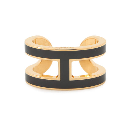 HERMES Ear cuff Pop H Black Gold Plated Lacquer