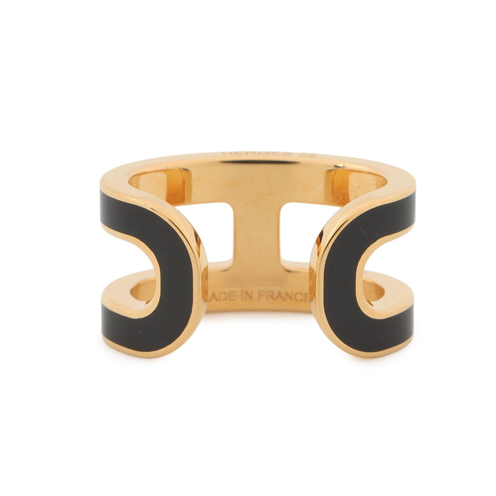 HERMES Ear cuff Pop H Black Gold Plated Lacquer