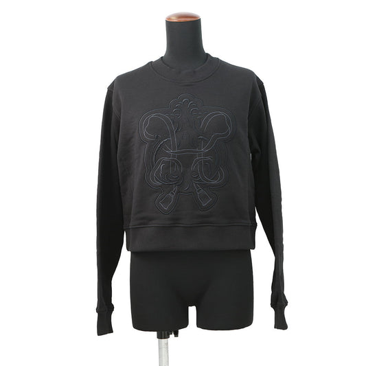 HERMES Tucked Knitted Fabric Shirt with Embroidery Size 36 BlackH6E4651DD0236 Cotton100%