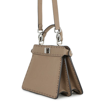 FENDI Peekaboo Selleria I see you Gray8BN335 Leather Size Petit