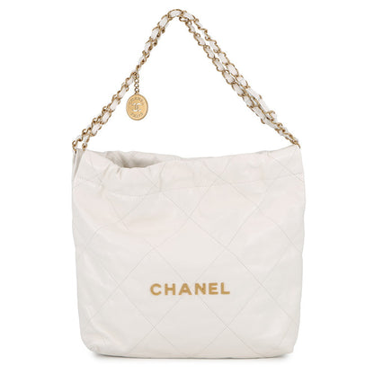 CHANEL CHANEL22 Handbag WhiteAS3260 Shiny Calf Leather Size Small
