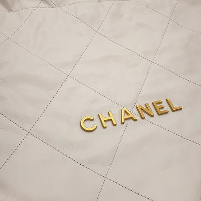 CHANEL CHANEL22 Handbag WhiteAS3260 Shiny Calf Leather Size Small